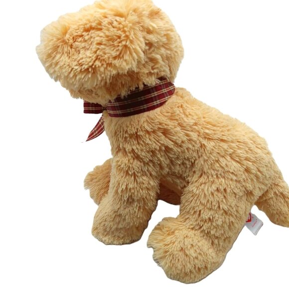 Ty Beanie Baby Golden Retriever Plush 11" 2007 Beige Red Plaid Bow - Picture 3 of 6